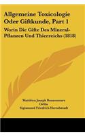 Allgemeine Toxicologie Oder Giftkunde, Part 1