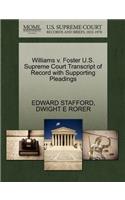 Williams V. Foster U.S. Supreme Court Transcript of Record with Supporting Pleadings: (English)