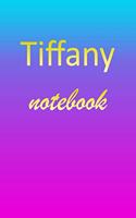 Tiffany: Blank Notebook - Wide Ruled Lined Paper Notepad - Writing Pad Practice Journal - Custom Personalized First Name Initial T Blue Purple Gold - Taking 