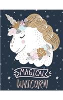 Magical Unicorn: Cute Unicorn Sketchbook For Girls Kids With No Lines 8.5 x 11 inches: Sketchbook for a 8 9 10 11 12 13 14 year old girl boys teens kids adults journ