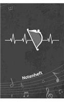 Notenheft: A5 Musik Notenblock für Musiker Komponisten - 120 Seiten Notenlinien Blanko Notenpapier - für Musikinstrumente Instrumente - Harfe EKG für Harfenist