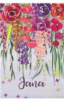 Jana: Personalized Lined Journal - Colorful Floral Waterfall (Customized Name Gifts)