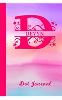 Devyn Dot Journal: Personalized Custom First Name Personal Dotted Bullet Grid Writing Diary - Cute Pink & Purple Watercolor Cover - Daily Journaling for Journalists & 