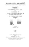 Miscellaneous national parks legislation