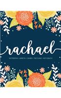 Rachael: Notebook - Libreta - Cahier - Taccuino - Notizbuch: 110 pages paginas seiten pagine: Modern Florals First Name Notebook in Orange, Mint & Yellow on 