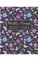 2020-2021 Monthly Planner: Floral and Gold Lettering Design - Two Year Monthly Planner from January 2020 to December 2021 Calendar - 24 Months with US Holidays - 2 Year Schedu