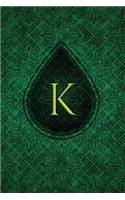 Monogram K Notebook: Blank Journal Diary Memoir Log Logue(11 Monogram Chartreuse 150 Lined)