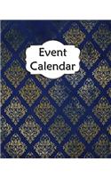 Event Calendar: Perpetual Record Book for Important Celebrations Birthdays Anniversaries with Monthly Address List Blue Gold