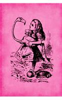 Alice in Wonderland Vintage Bullet Dot Grid Journal - Alice and The Flamingo (Pink)