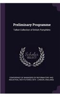 Preliminary Programme: Talbot Collection of British Pamphlets