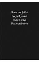 I have not failed. I've just found 10,000 ways that won't work: Lined notebook, 120 Pages, 6x9, Notebook Journal