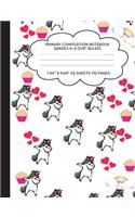 Primary Composition Notebook Grades K-2 (5/8" Ruled): Dabbing Unicorn Journal & Doodle Diary - 112 Pages of Blank & Lined Paper for Writing and Drawing