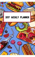 2019 Weekly Planner: Junk Food Pizza Taco Hamburger Inspired 18 Month Weekly Planner