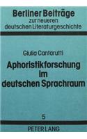 Aphoristikforschung Im Deutschen Sprachraum