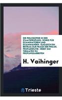 Die Philosophie in Der StaatsprÃ¼fung.
