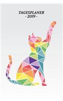 Tagesplaner: Geometrische Katze, DIN A 5 Tagesplaner, eckiger Buchr?cken, 150 Seiten mit To Do Listen & freien Fl?chen f?r deine Notizen, Skizzen, Aufgaben, Geda