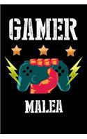 Gamer Malea: Liniertes Notizbuch für deinen Vornamen