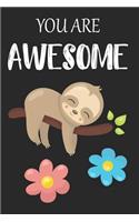 You are awesome: Sloth Activity Birthday Journal or Notebook with Lined and Blank Pages for Kids, Boys, Girls and Adults