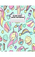 Blank Sheet Music Notebook: Cute Unicorn Matte Cover Design with 110 Pages White Paper Interior for Musician Students and Professionals Playing Piano, Ukelele, Mandolin and oth