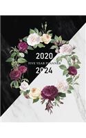 2020-2024 Five Year Planner: Marbel Flower Cover 5 Year Planner 2020-2024 60 Months Calendar Daily Agenda Schedule Organizer Logbook To Do List and Habit Tracker Yearly Goals Mo