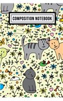 Cat Wide Ruled Composition Notebook