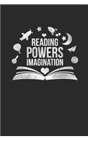 Reading Powers Imagination: Dotted Bullet Notebook (6" x 9" - 120 pages) Reader Themed Notebook for Daily Journal, Diary, and Gift