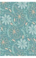2023: Blue Botanical Garden Flower Pattern Weekly Calendar Planner Organizer