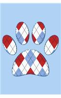 Argyle Dog Paw Print: 110 Page Blank Notebook - Ruled Paper Journal - 6 X 9 (15.24 X 22.86 CM)