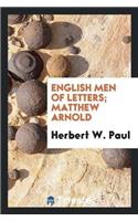 English Men of Letters; Matthew Arnold