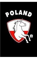 Poland: Polish Flag Unicorn Notebook - Wide Ruled Lined Paper Notepad - Writing Pad Journal - Country Soccer Black Cover - Assignments Taking Class Notes Ho