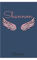 Shannon Notebook: A beautiful personalized angel wings soft cover notebook with 100 lined pages in 6x9 inch format. Personal Diary Personalized Journal Customized Jou
