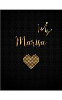 Marisa: Personalized Lined Black Journal with Inspirational Quotes