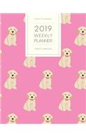 2019 Weekly Planner Twenty Nineteen: Dated with to Do Notes and Inspirational Quotes - Goldie Golden Retriever Pink