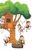 Monkeys Playing in a Treehouse - Blank Lined Notebook