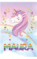 Maura: Maura Unicorn Notebook Rainbow Journal 6x9 Personalized Customized Gift For Someones Surname Or First Name is Maura