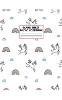 Blank Sheet Music Notebook: Cute Unicorn Matte Cover Design with 110 Pages White Paper Interior for Musician Students and Professionals Playing Piano, Ukelele, Mandolin and oth
