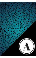 Initial A Personalized Monogram Journal Notebook - Blue Blk Floral
