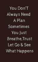 You don't need a plan sometimes you just breathe trust let go and see what happens