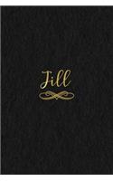 Jill: Personalized Journal to Write In - Black Gold Custom Name Line Notebook