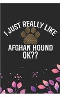 I Just Really Like Afghan Hound Ok?: Cool Afghan Hound Dog Journal Notebook - Afghan Hound Puppy Lover Gifts - Funny Afghan Hound Dog Notebook - Afghan Hound Owner Gifts. 6 x 9 in 120 p