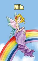 Mila: Personalized Composition Notebook - Wide Ruled (Lined) Journal. Rainbow Fairy Cartoon Cover. For Grade Students, Elementary, Primary, Middle School,