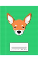 Composition Notebook - College Ruled: Green Chihuahua - 109 pages 8.5"x11" - White Blank Lined Exercise Book - School Subject - Gift For Kids Teenager Adult Teacher Student - Journal - D