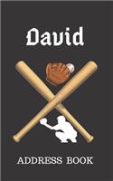 David: Address Book for Kids who Love Baseball Personalized with your Boy's Name