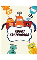 Robot Sketchbook: 8.5X11 inches notebook, blank page journal, 100 pages plank paper for sketcher, kids, boys, girls, men, women, for drawing in colorful robot cover