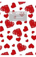 Notizbuch A5 Muster Herzen Herz Rot: - 111 Seiten - EXTRA Kalender 2020 - Einzigartig - Kariert - Karo - Raster - Geschenk - Geschenkidee