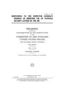 Responding to the Inspector General's findings of improper use of national security letters by the FBI