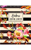 2018-2019 Weekly Splendid Planner: Vintage Stripe Floral Academic Weekly & Monthly Organizer