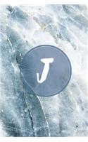 J: Monogram Initial Notebook for Women, Girls, Men, Boys and School Blue Marbler 6 x 9