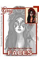 Grayscale Adult Coloring Books Gray Faces Vol.4