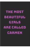 Carmen Girl Woman Notebook: Lined Paper Journal 6x9 - 120 Pages